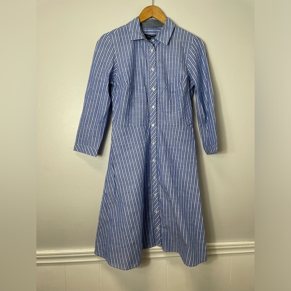 Tommy Hilfiger striped mid-length A-Line button front dress